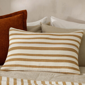 Yard Cinnamon Woven Stripe Cotton Cushion